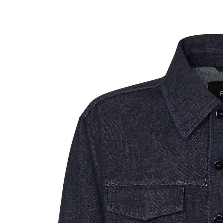 FENDI Logo Monogram Detailed Denim Jacket FW0428AQLUF0QA2