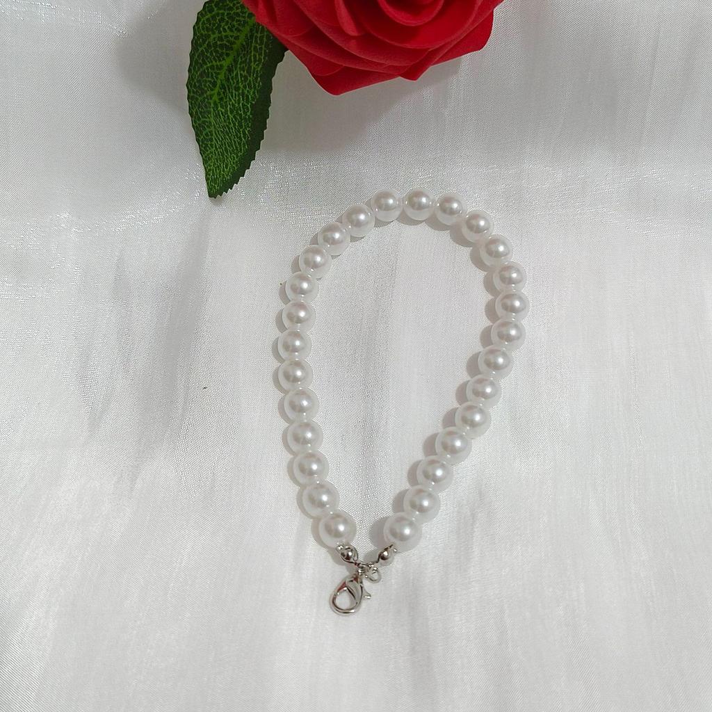 DIY Short Imitation Pearl Beaded Pendant Keychain for Bags & Phone Cases