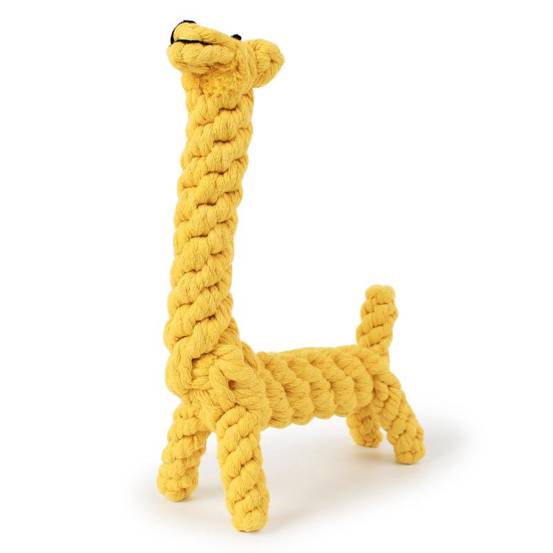 Pippi Tao Shaped Cotton Rope - Woven Giraffe, Grinding Teeth Resistant Multi-Strand Knot Pet Toy