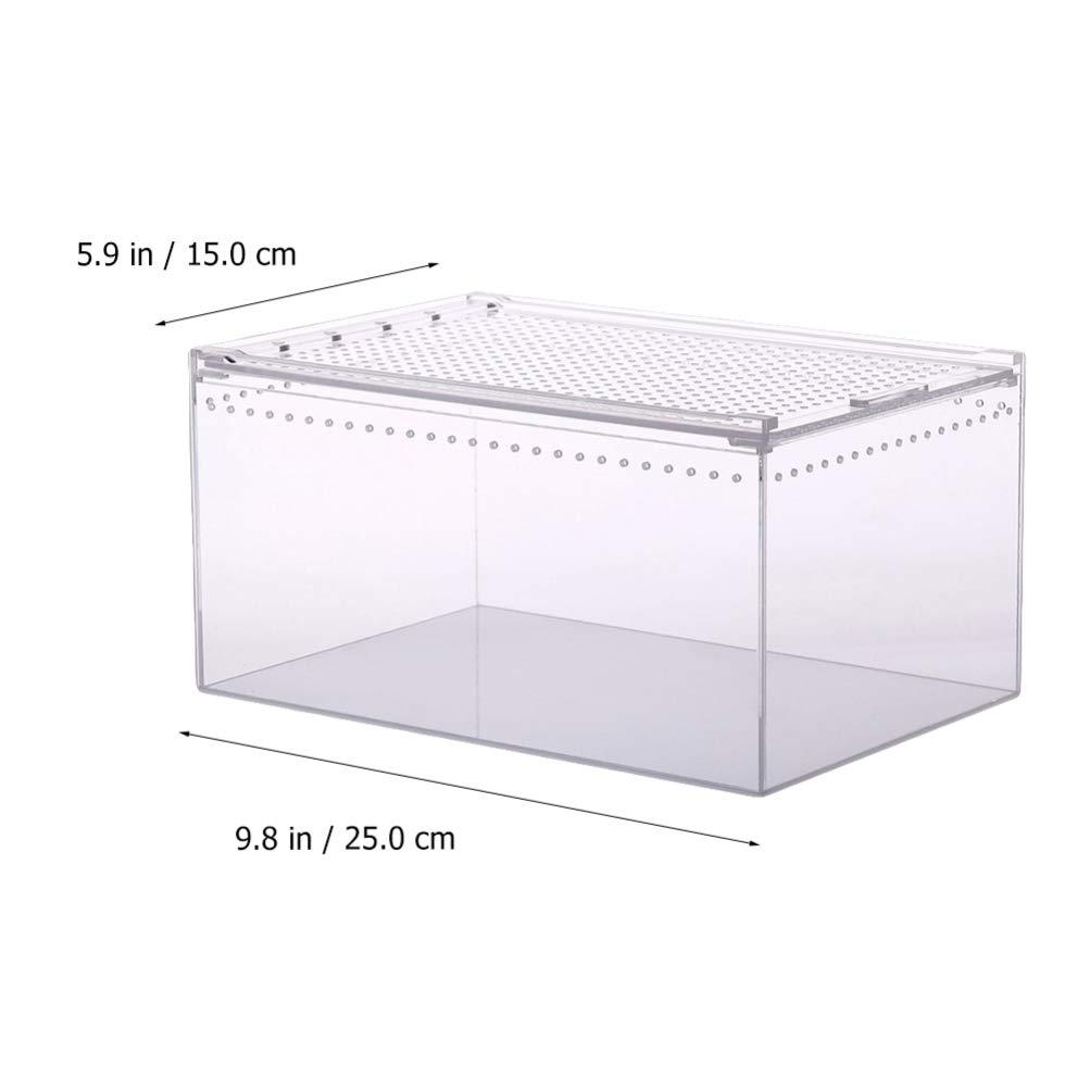 POPETPOP Reptile Case, Transparent Reptile Cage, Breeding Container for Small Animals, Turtles, and Amphibians, 25x15x15cm