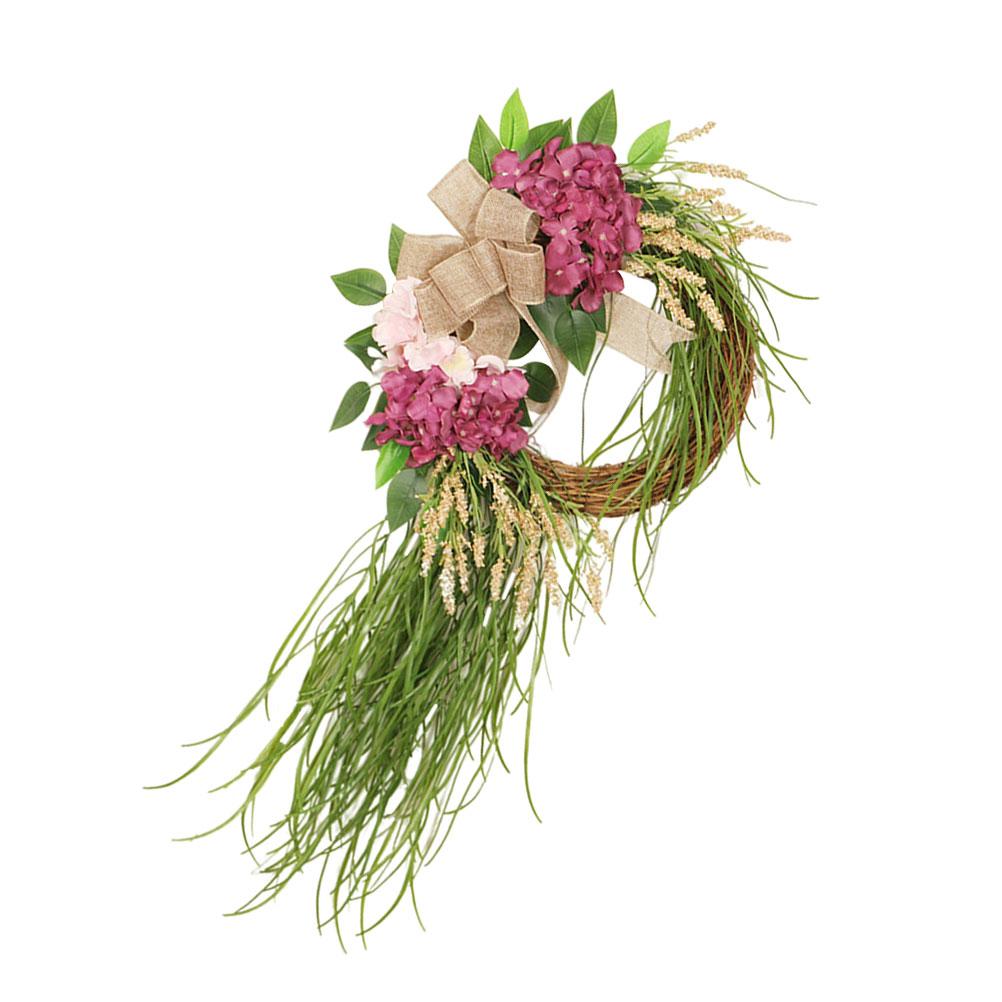 Artificial Hydrangea Wreath Home Decor Indoor Welcome Flower Vine Garland HangingFront Door Wedding Party