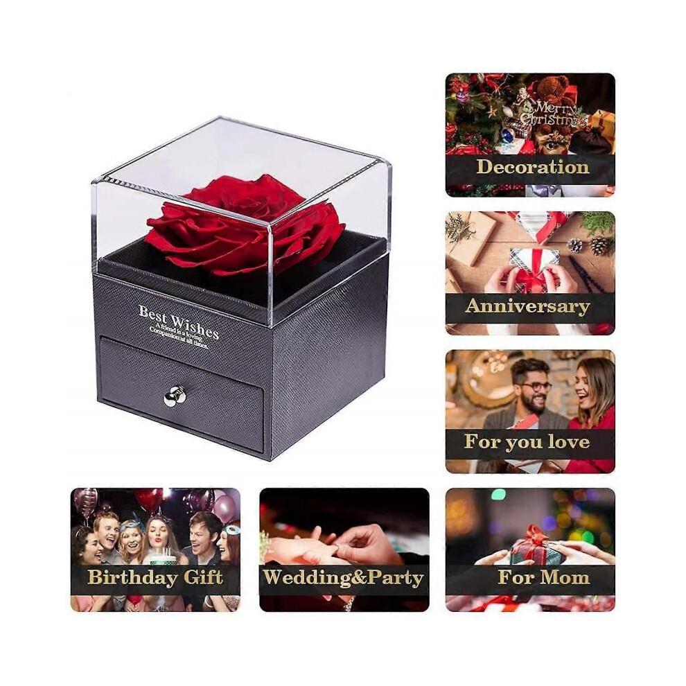 Rose Box, Infinity Rose Jewelry Gift Box, Real Rose Red, Rose Gift Kit