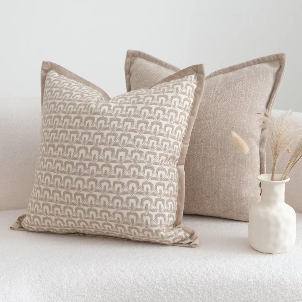 Chenille Throw Pillow Covers Textured Geometric & Solid Cushion Cases Boho Farmhouse Pillowcase for Living Room Couch Decor