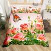 Rose Flower Duvet Cover Set Twin King Botanical Floral Bedding Set Garden Flowers Quilt Cover Valentine'S Day Bedspread Cover