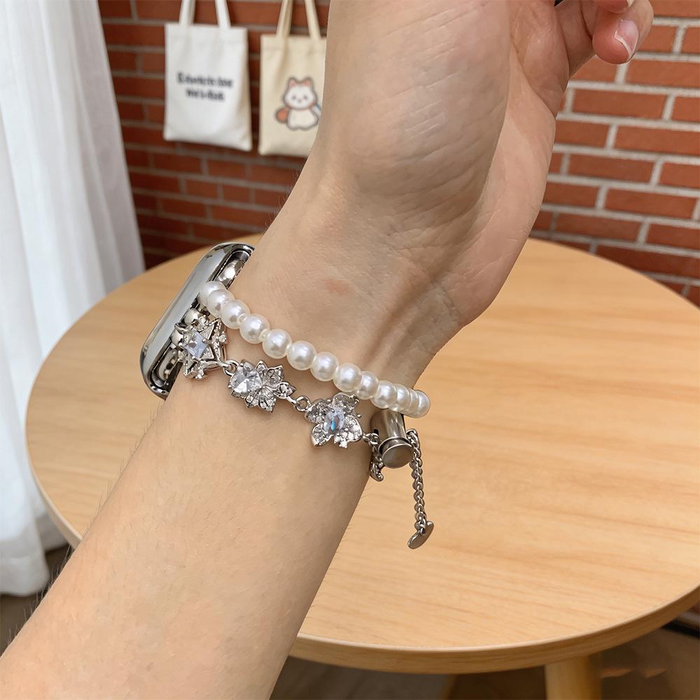 Diamond & Pearl Chain Watch Strap for Apple Watch Series 2-10