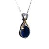 Mermaid Tears Pendant Necklace Dual Tone Plating Blue Sapphire Gemstone Jewelry for Women