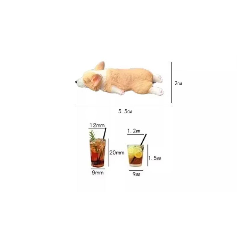 Creative Mini Sleeping Corgi Car Ornament Center Console Decoration Simulation Cute Resin Animal Doll Car Interior  Adorns