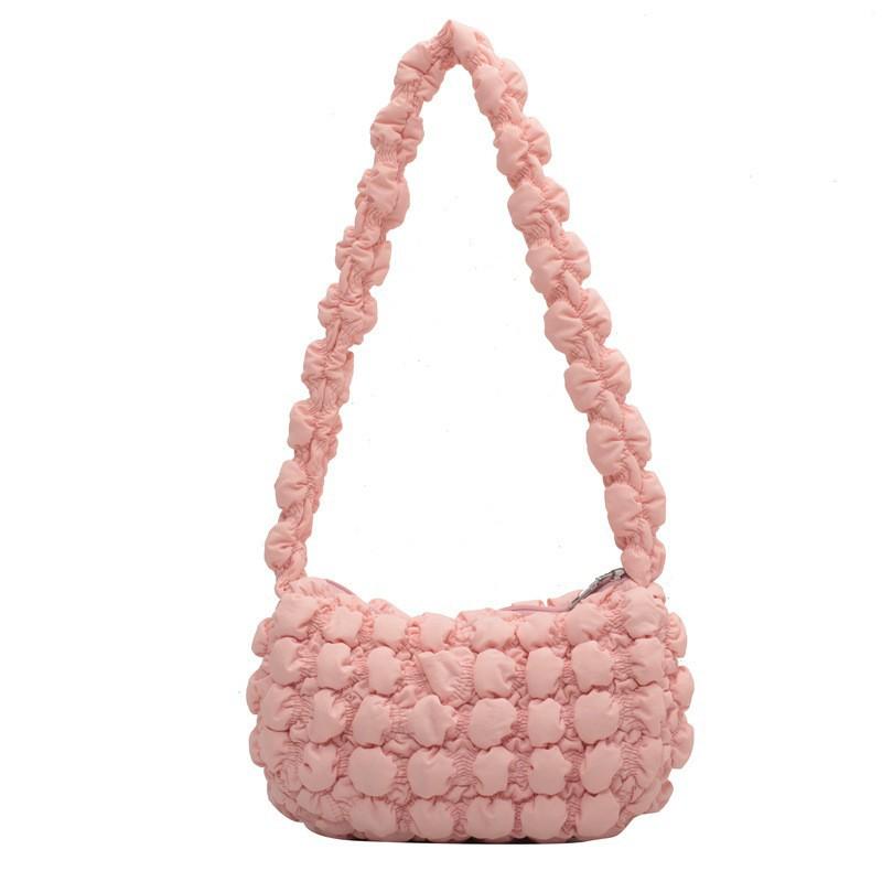 Cute Western-style Armpit Bag Women's Casual Bubble All-matching Niche Handbag Candy Color Pleated