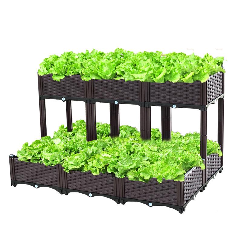 Outdoor Flower & Vegetable Planter: Large Rectangular Plastic Box for Balcony & Rooftop Gardening