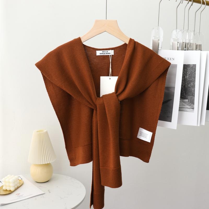 Korean Summer Air Conditioning Fake Collar Neck Guard Scarf Female Knit Thin Autumn Knotted Cape Sunscreen Shawl For Women