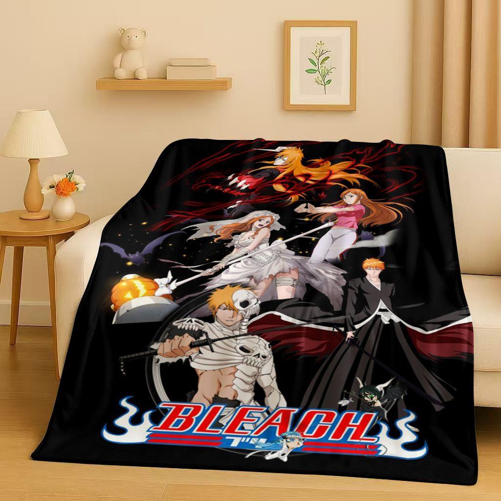 Anime Bleach Kurosaki Ichigo Cartoon Flannel Blanket,Ultra Soft Warm Plush Throw for Home Bedroom Bed Sofa Cover Travel Kid Gift