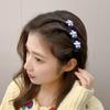 Flower Sparkling  Butterfly Braided Hair Clips Four-Leaf Clover Chopped Hairpin Duckbill Claw With 3 Small Hair Barrettes