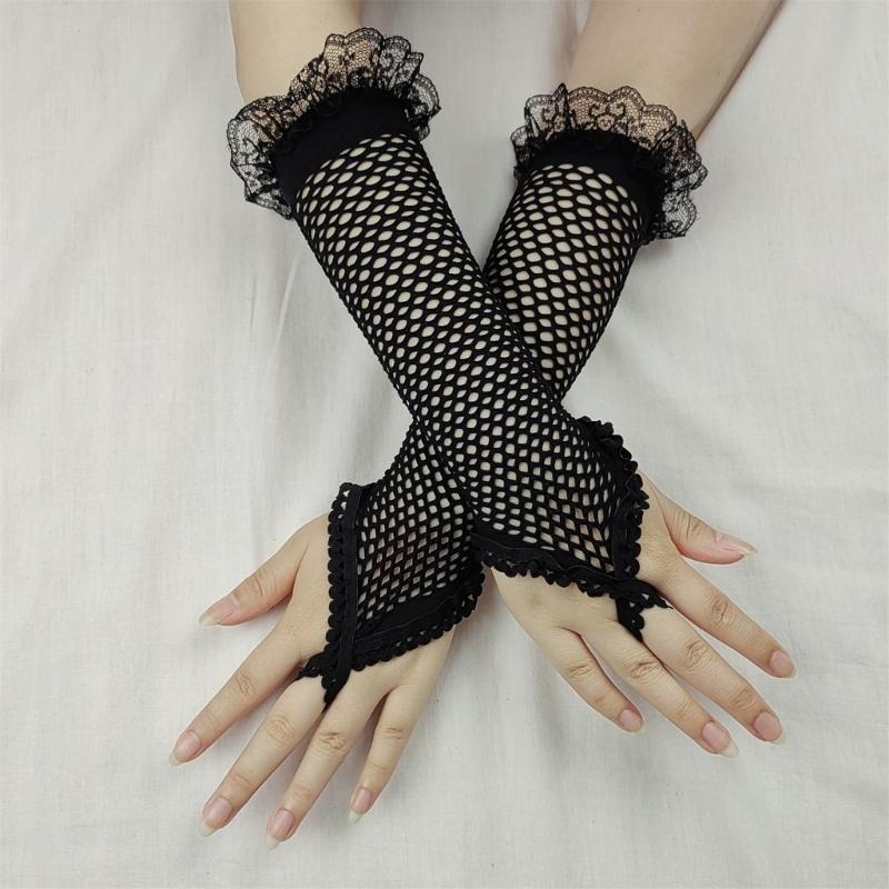 Stylish Fishnet Gloves Popular Hand Gloves Fingerless Gloves For Music Festival And Themed Parties Comfortable Handwear