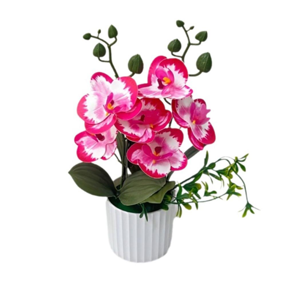 Multicolor Butterfly Orchid Artificial Flower Plastic Faux Moth Orchid Potted  Desktop Oranemnt