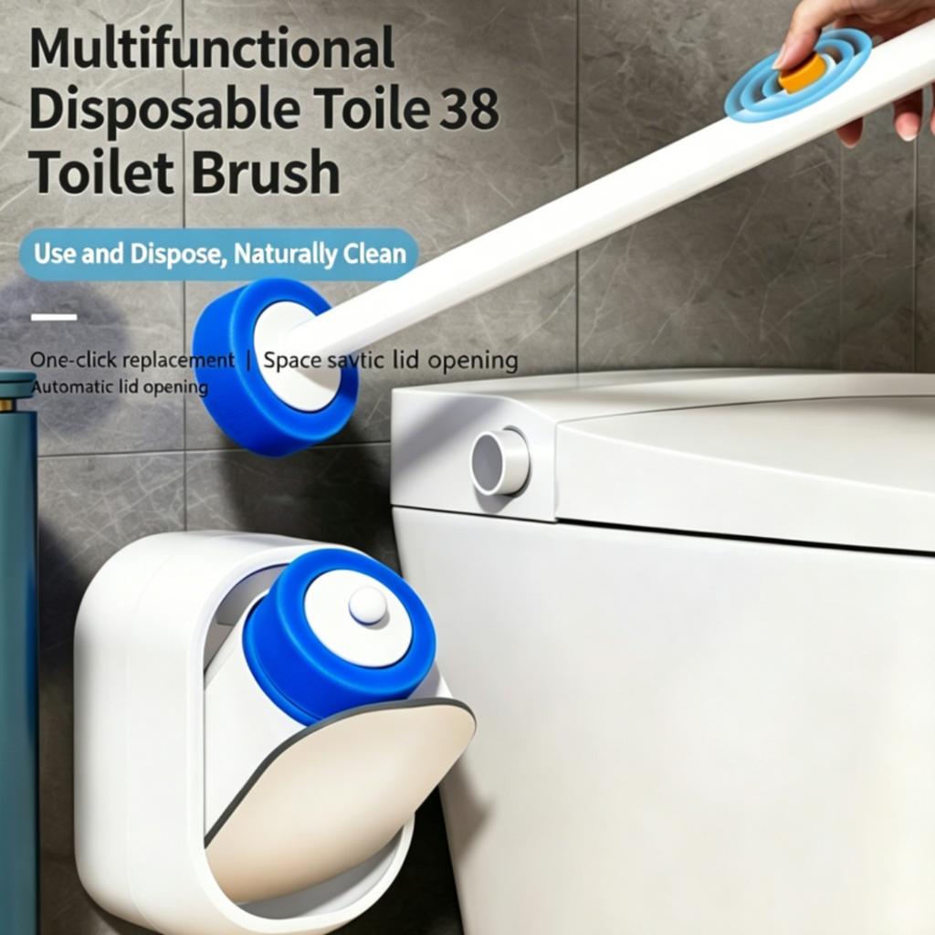 Disposable Toilet Brush for Household Use, No Dead Corners, Toilet Cleaning Brush, Wall Mounted Toilet, No Drilling Replacement Brush