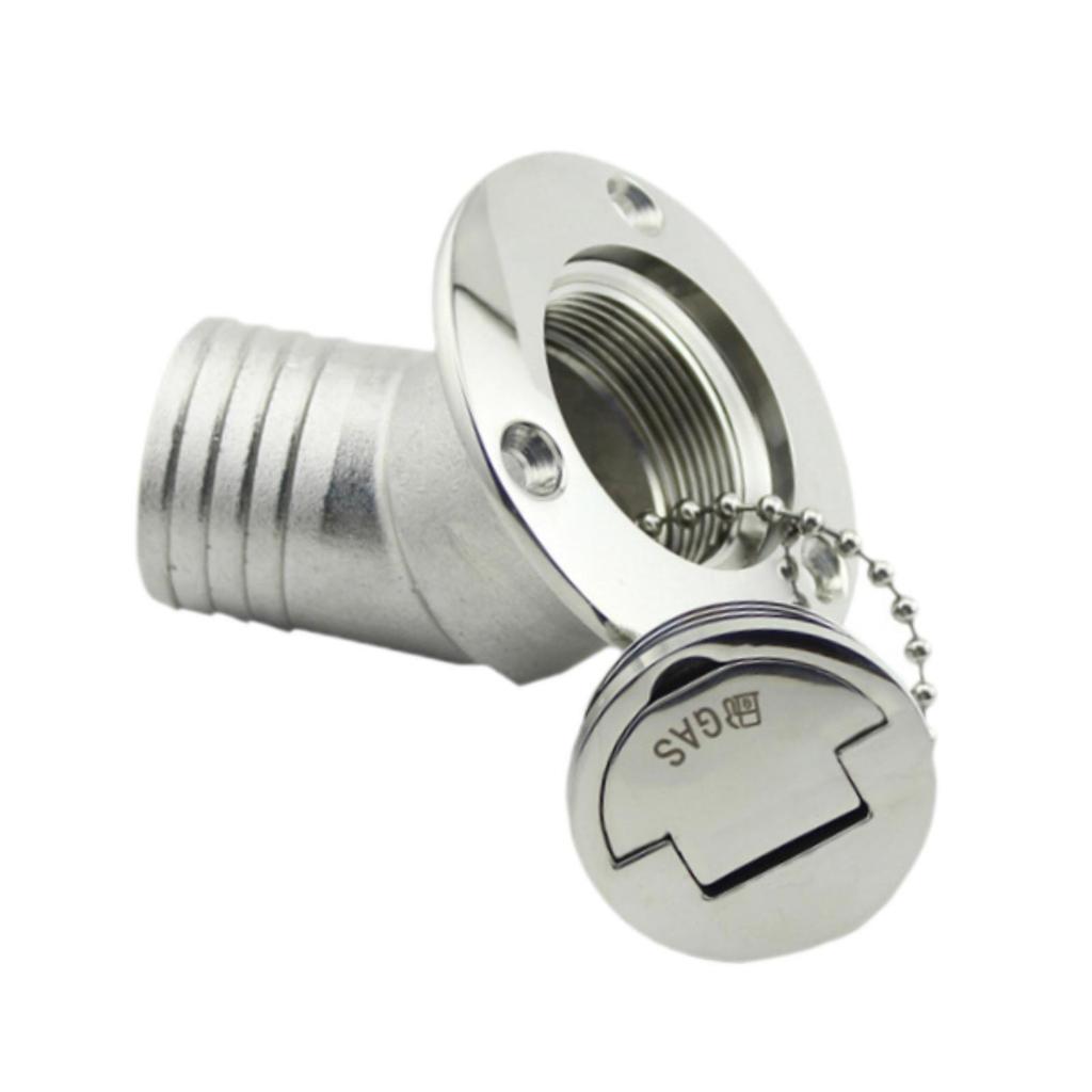 Stainless Steel Boat Deck Filler Cap Keyless Marine Hardware 38mm Hose Fitting for Yacht RV Truck