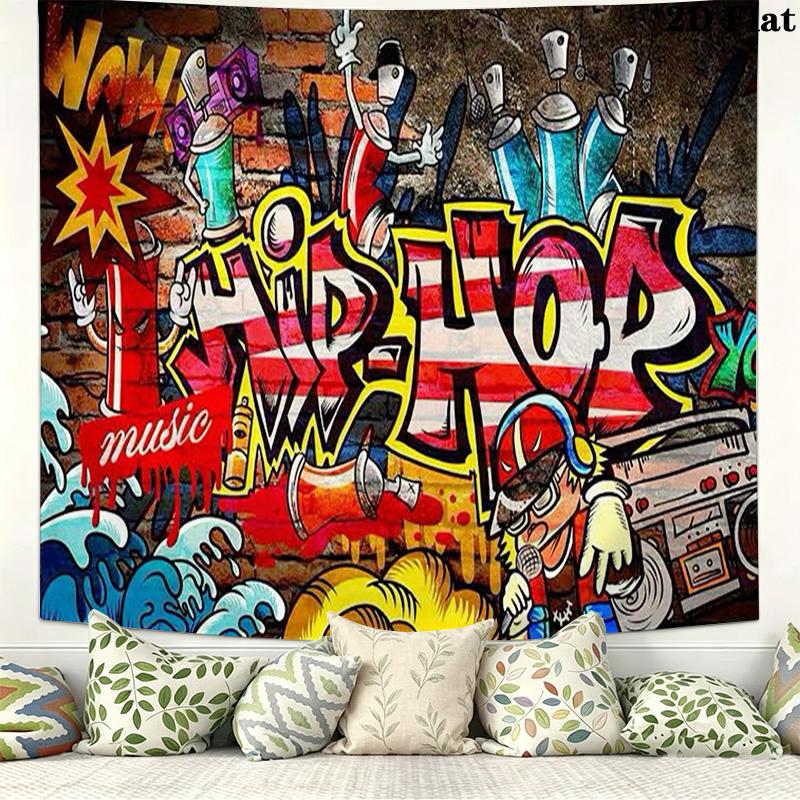 Hip pop Wall Tapestry Aesthetic Wall Hanging Printed Fabric Blanket Decorative Tapestries for Bedroom Living Room Home Decor
