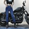 Womens Vintage Stretch Motorcycle Jeans Protective Riding Pants Motocross Racing