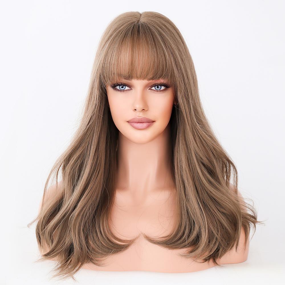 Perucas Sintéticas Longas Cacheadas Loiro com Preto Perucas de Cabelo Natural Partição Central para Mulheres Usar Para Cosplay Diário Lolita Resistente ao Calor