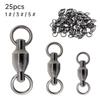 Stainless Steel Ball Bearing Swivels, 25Pcs Heavy Duty Fishing Line Connectors 1#/3#/5# for Saltwater & Freshwater Fishing, Pack of 25