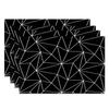 Black White Geometric Printed Kitchen Placemat Dining Table Mat Heat Resistant 4pc Linen Table Pads Tableware Home Decoration
