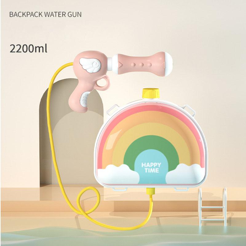 Summer Backpack Water Gun Children Outdoor Game Swimming Pool Beach High Capacity Water Shooter Toy Cartoon Animal Pull-out