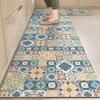 Vintage Pattern Kitchen Oil Proof Water Proof Floor Mats Long Washable Dirt Resistant Crystal Velvet Carpets Home Decor Rugs