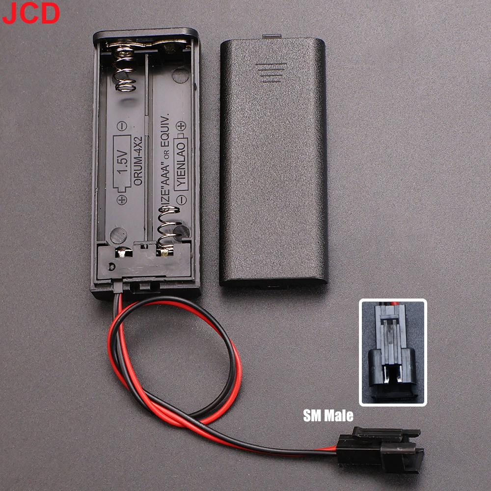 JCD 2Slots AAA Battery Storage Case Battery Holder Box With Switch & Cover & PH2.0 XH2.54 DC5.5X2.1 USB2.0 Terminal Wire