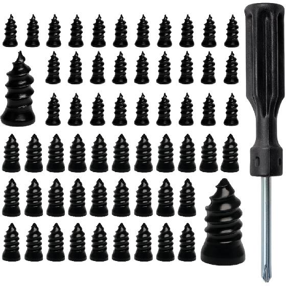 60 PCS Tire Repair Rubber Nails, Reliable Screw In Tire Repair Plugs With A Screwdriver, Tire Repair Screws, Self-Service Tire Plugs Screw Type, Tire