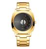 Fashion BestWin Unique Creative Men's Watch Gold Full Stinaless Steel Sports Waterproof Quartz Pointer Folding Buckle Watch