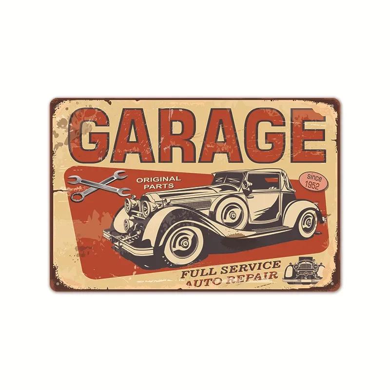 Garage Car Signs Vintage Metal Tin Sign Decor Repairing Car Tools Decorative Wall Plate Iron Crafts Tinplate Poster Rust Plaq