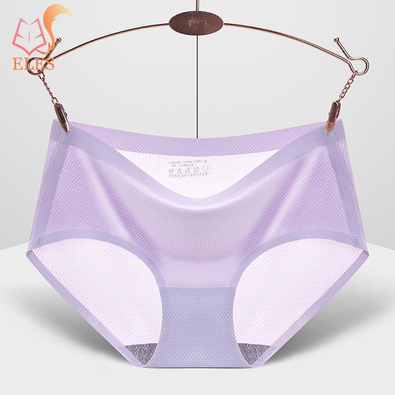 

Бесшовные женские трусы из ледяной сетки, сетчатое дышащее сексуальное нижнее белье со средней талией