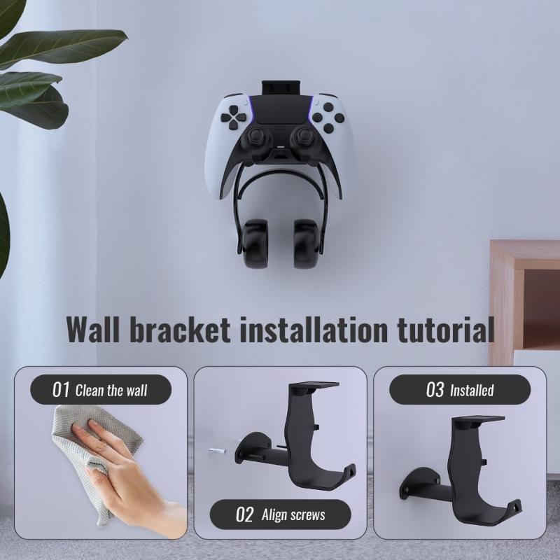Headsets Rack Space Saving Wall and Under Desk Mount Holdet for Gaming Headsets Storage Solution Wall Stand