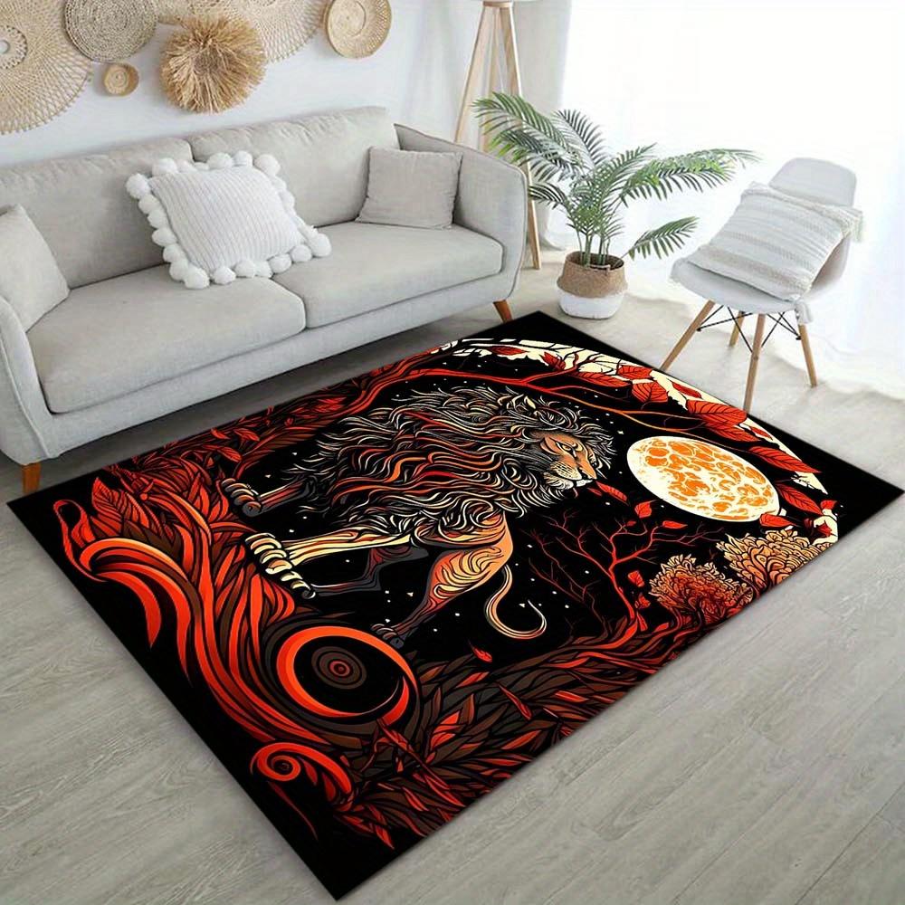 

Полиэстеровый квадратный ковер с принтом льва – Сверхпрочный Кристаллический вельвет, Декоративный коврик для дома, Гостиной, Прихожей – Большой размер 50x80cm