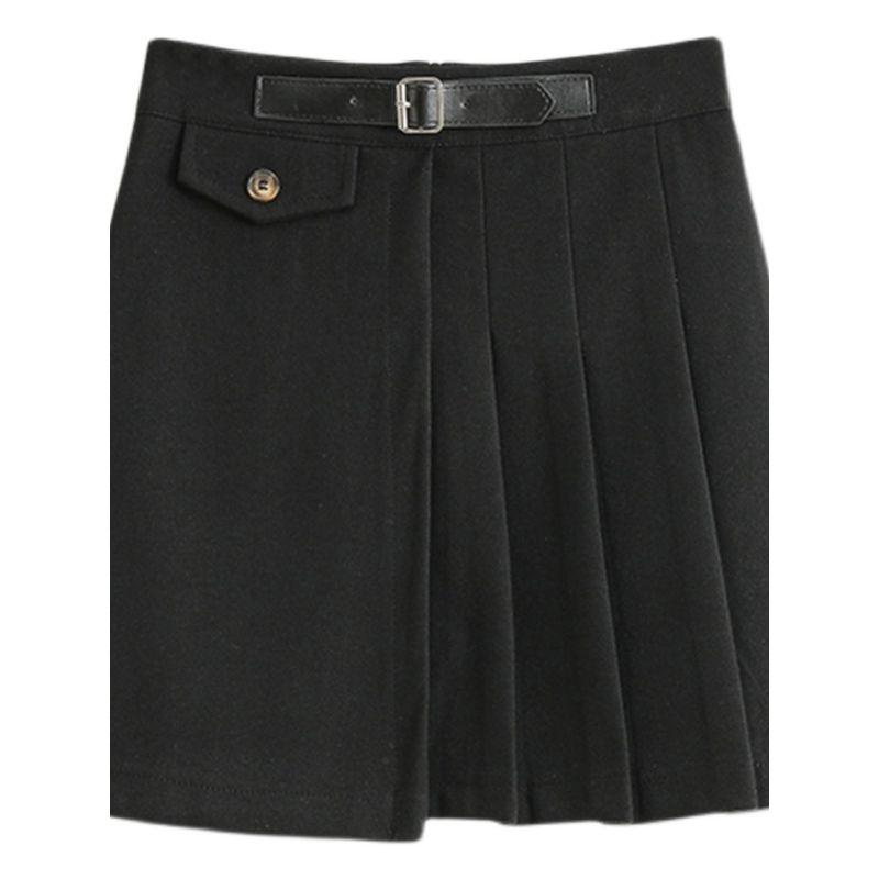 Small K-style Plus Size Women's Clothing College Fashion Pure Color Spring & Fall JK High Waist Pleated Skirt Skirt M-5XL