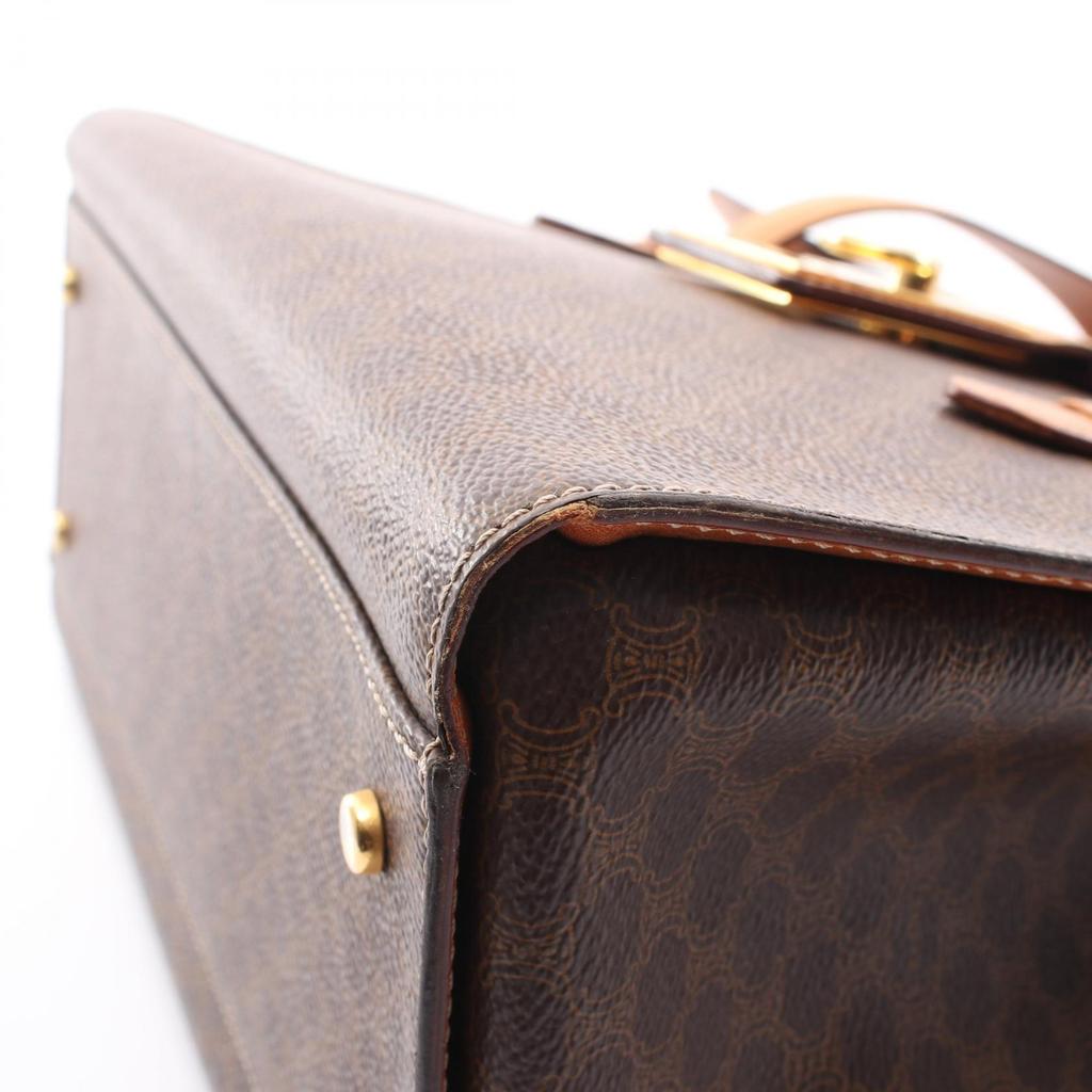 Used CELINE Macadam Handbag PVC coated canvas leather Brown Used Women