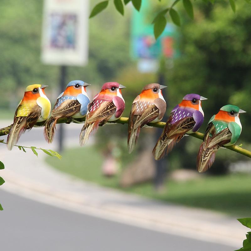 6pcs Foam Feather Artificial Birds Imitation Bird Model Home Outdoors Garden Wedding Decoration Ornament DIY Party