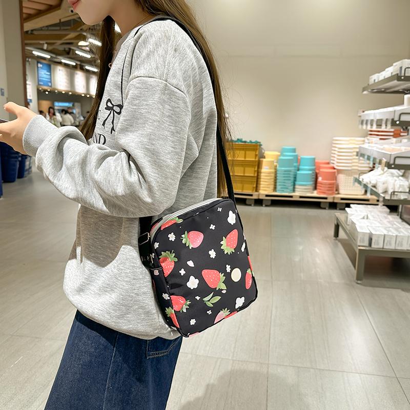 Four-Piece Strawberry Schoolbag Travel Backpack Women's Large Capacity Printed Backpack for Students