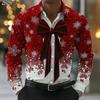 Men's Christmas Snowflake Formal Shirt, 3D Printed Tie Design,Elegant Tuxedo Style,Holiday Party Wedding Attire,Spring Wear