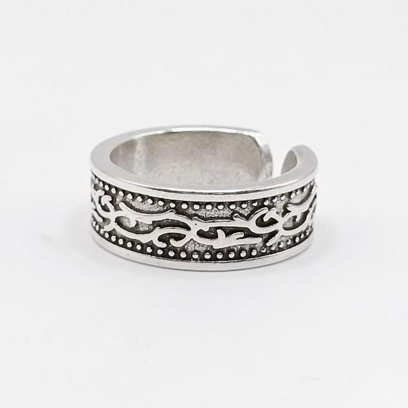 Adjustable Open Ring Men Women Vintage Thorn Leaf Geometric Design Copper Jewelry Bohemian Retro Style