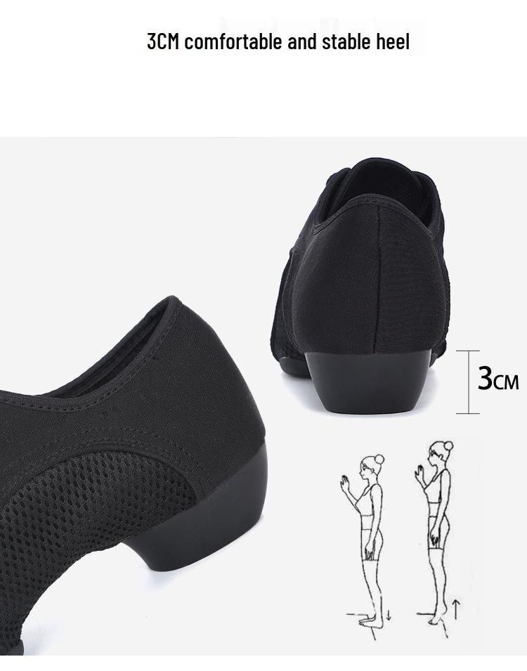 Women's Soft Sole Mesh Oxford Cloth Dance Shoes for Latin and Modern Dance