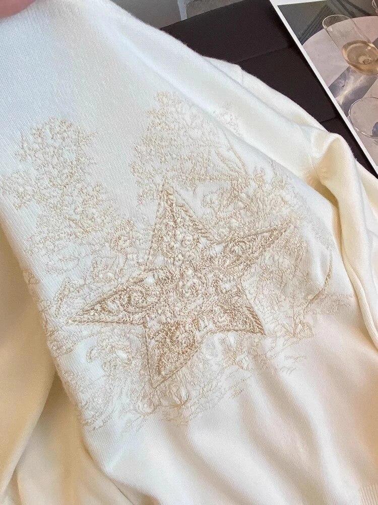 Высококачественный женский вязаный свитер с круглым вырезом — фото 6