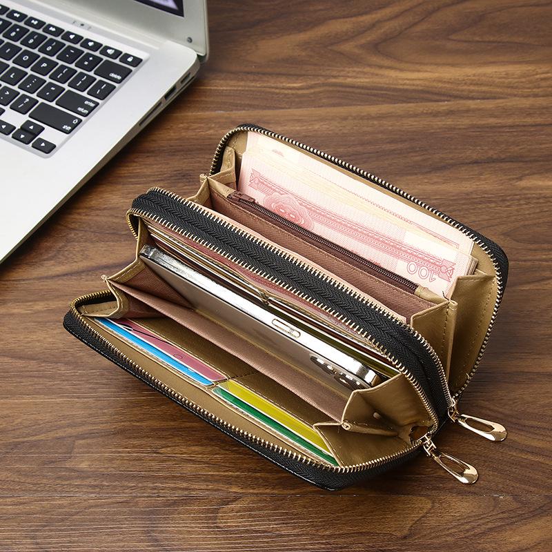 Korean Style Large Capacity Double Zipper Ladies Long Clutch Wallet and Coin Purse