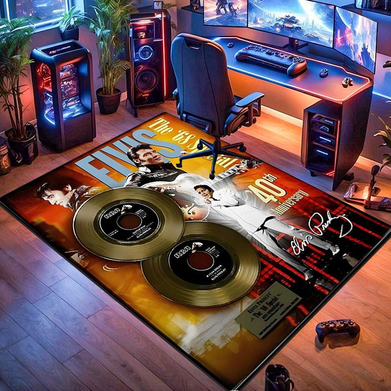 Elvis-themed rug, suitable for living room, bedroom, game room, computer room and home décor.