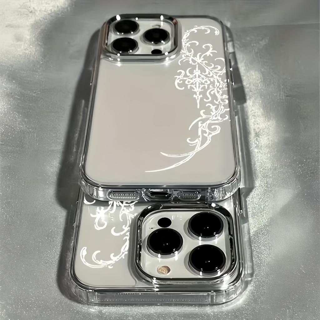 Lace Patterned Metal Border Phone Case For IPhone 17 16 15 14 Pro Max 13 12 11 XS X XR 7 Plus 16E 17 Air Cover  Silicone Fundas
