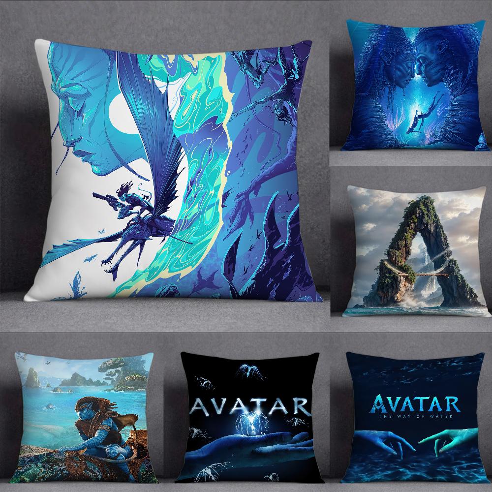 Film A-Avatar 2 Cool Pillow Case Square Double-Sided Printing Short Plush Sofa Cushion Cover Bedroom Bedside Pillow