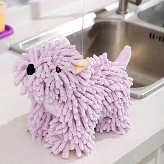 Chenille Hand Towel Cartoon Puppy Shape Soft Microfiber Towel High Water Absorption Bathroom Hand Towel