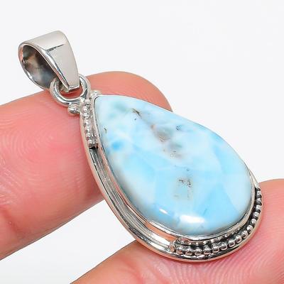 Natural Republic Larimar Gemstone 925 Solid Sterling Silver Pendant 1.75" m1K25