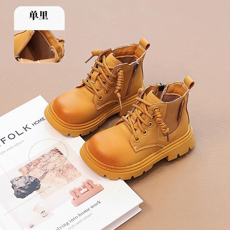 

Детские ботинки Мартин в британском стиле, короткие ботинки для маленькой девочки, новые желтые ботинки для мальчиков, универсальные зимние флисовые хлопковые ботинки 37Inner Length22.6cm