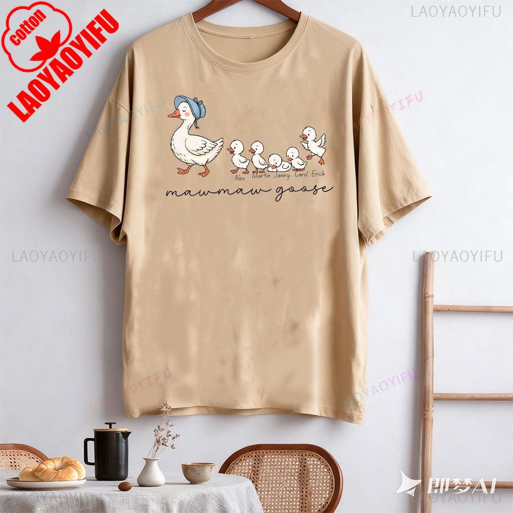Goose Shirt Grandma Shirt Goose Retro Gift Short-sleeve O-neck Streetwear Classic Pattern High Quality Cotton Tees Streetwear